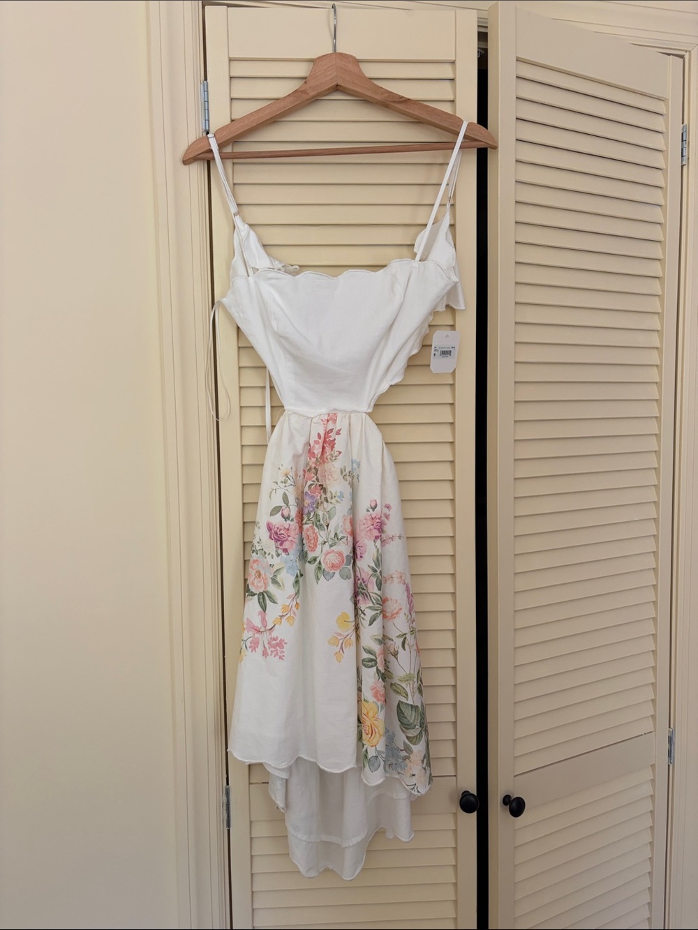 Altar'd State White Floral High-Low Spaghetti Strap Dress